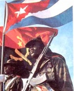 Soldados abanderados de Cuba y Angola