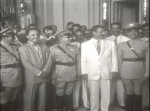 El Ministro de Defensa Segundo Curti y Carlos Prio Socarrás durante el ascenso a generales, 1949